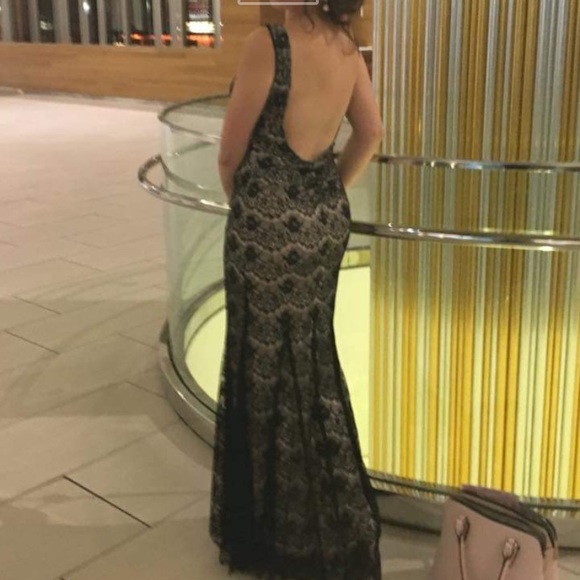 B Darlin Dresses & Skirts - black and nude lace formal gown with open back
